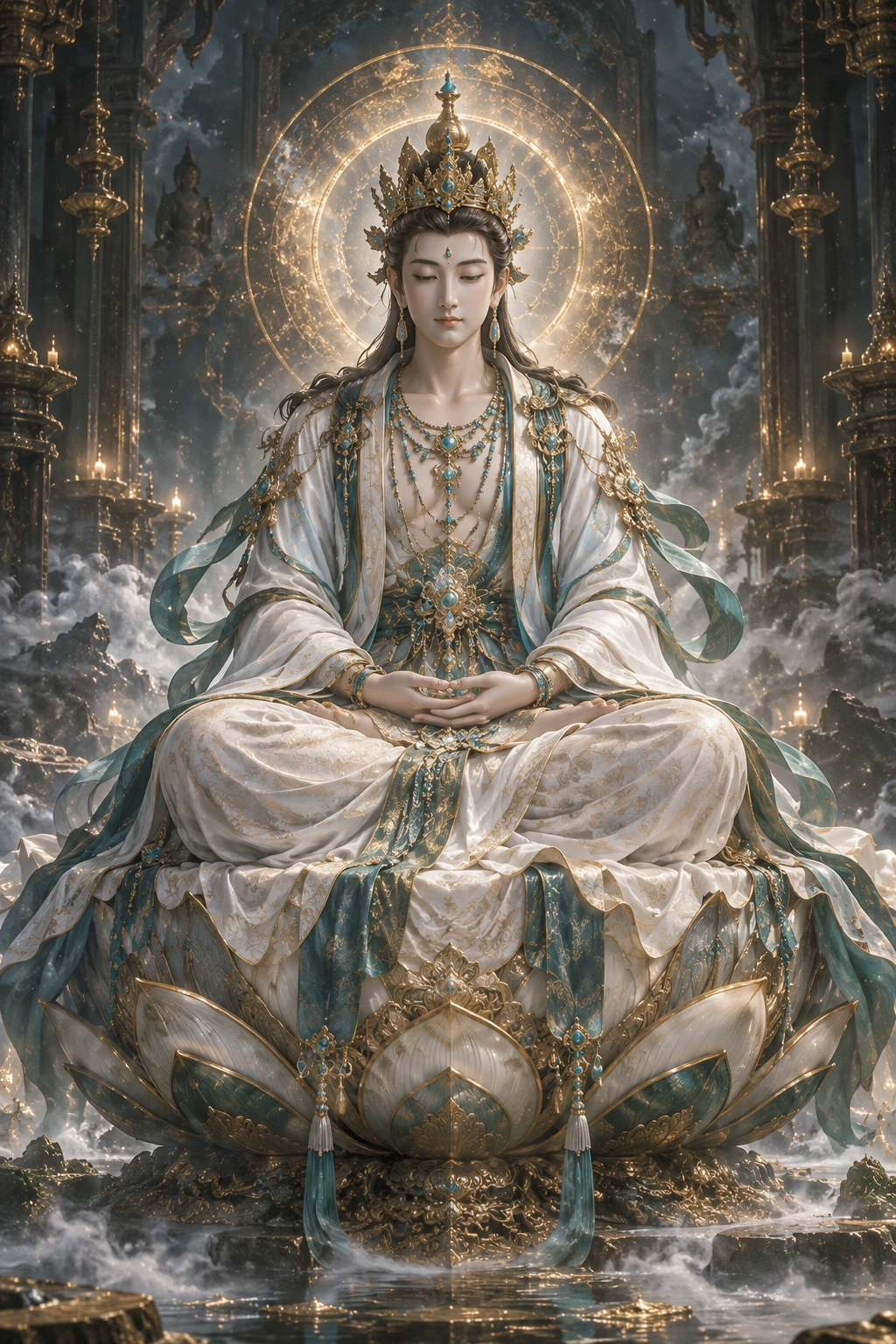 大势至菩萨独立AI艺术图,非历史复原