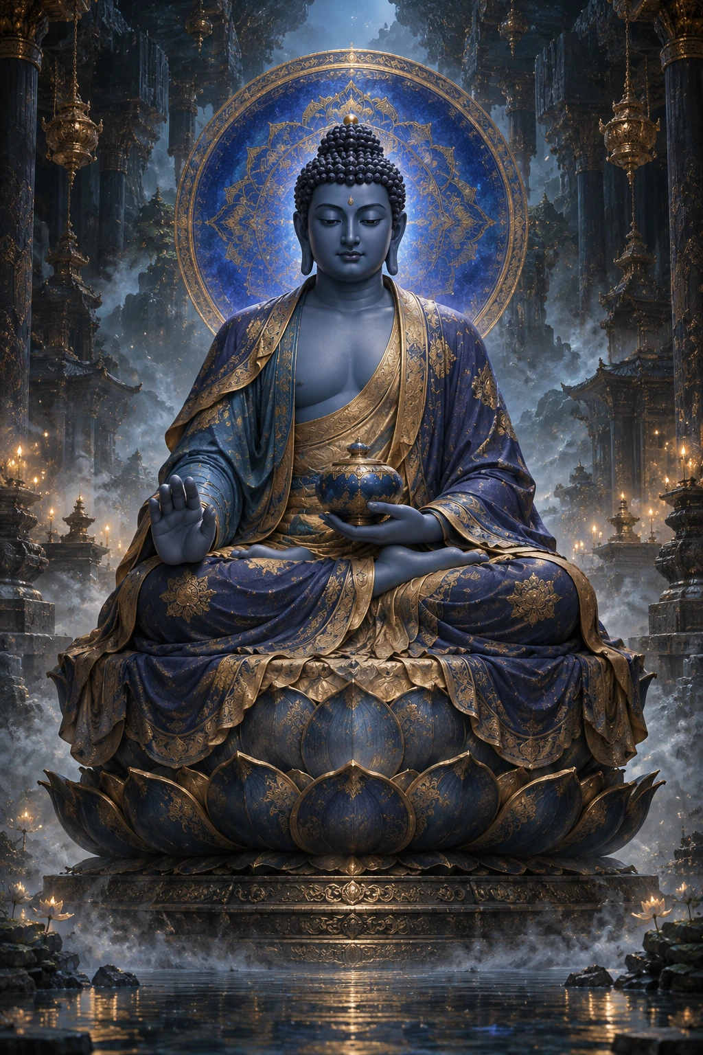 药师佛独立AI艺术图,非历史复原